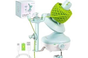 Etcokei Kabellos Wollwickler, Wiederaufladbar Elektrischer Garnwickler für das Häkeln, Automatischer Kompakter Wollabwickler mit starker Spannung und stufenloser Geschwindigkeit(Mintgrün)