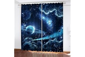 KARPIX Planeten des Weltraumuniversums Verdunkelungsvorhänge Mit Ösen Blickdicht Gardine Für Kinder Und Jugendliche, 2 Paneele (A,100x140cm(2x50x140cm))