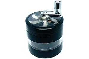 TPLF GRINDER MANIVELLA 4 PARTI 63 MM DI DIAMETRO ORIGINALE IN ALLUMINIO COLORE ORO ROSA CON PARTE TRASPARENTE ORIGINALE MULINELLINO PER spezie (nero)