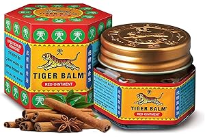NOVA GOTTI Tiger Balm Rojo Original 21ml Balsamo de Tigre Crema Ungüento Calentador Muscular Dolor de Cabeza Migrañas Resfriados Congestión Nasal Tos Picaduras, Pomada Gel Balm Edición Canela