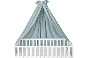 ‎SUGARAPPLE Sugarapple Himmel für Babybett - Gitterbett, Laufstall oder Laufgitter | 100% Baumwolle Öko Tex Standard | Aus Deutschland | Groß, seitlich quer verwendbar, 280x170 (BxH) cm | Uni Salbei Grün