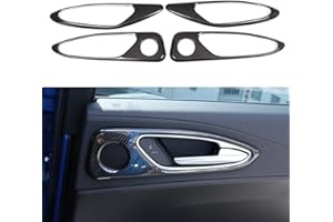 DIYUCAR 4 x Carbon Fiber Style ABS Kunststoff für Giulia 2017 2018 2019 2020 Auto Chrom Innenraum Türgriff Rahmen Abdeckung Verkleidung Zubehör