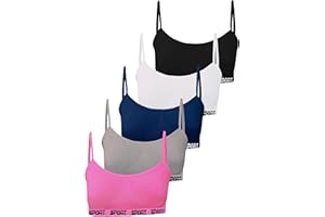 LOREZA ® 5 Bustier per Ragazze in Microfibra Reggiseno Sportivo Intimo con Schiena Spalline Spaghetti