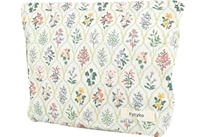 Fycyko Trousse de Toilette Voyage Trousses Maquillage Sac de Toilette Organisateur de Sac pour Mignon Fleurs Les Plantes Cosmétiques Brosse Sacs Cadeau pour Femmes Fille-Couleur Beige