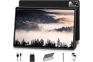 SEBBE Tablet 10 Pulgadas 4GB RAM+64GB ROM(128GB SD),Tableta Android Octa Core, | Pantalla HD IPS 1280 * 800 | Dobles Cámaras 5MP+8MP | Bluetooth | Wi-Fi | 6000mAh, con Funda Lápiz - Negro