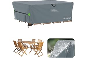 Velway Funda para Muebles de Jardín Impermeable - 200x160x74cm Funda Mesa Jardin de Exterior Cubierta Protectora a Prueba de Viento para Muebles de Jardín Rectangular - Gris