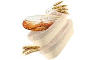 Robin Goods® 2x cesto per fermentazione con inserto in lino lavabile - cesto per fermentazione in vimini naturale - cestino per il pane per cuocere il pane (Cesto di fermentazione ovale - 2 pezzi)