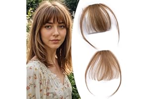 S-noilite Frange a Clip, Mini Frange de Cheveux Mode pour Femme, Invisible Frange à Clip Cheveux Naturel, Marron Clair Bangs à Clip Cheveux Humain, 3g Front Hair Bangs, #6