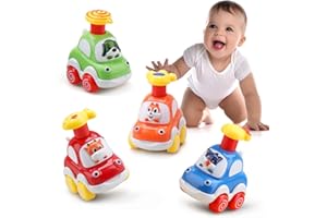 AMY & BENTON AmyBenton Zabawka samochodowa dla dzieci od 1 roku życia, dla chłopców od 2 lat, 4 sztuki w zestawie, prezent dla chłopców w wieku 1, 2 lat