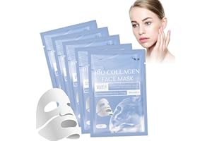HWJPDMBD Bio-Collagen Real Deep Mask, 5 Stück Bio Collagen Mask Overnight, kollagen maske, Bio Collagen Mask, Anti-Falten Lifting Gesichtsmaske, Lösliche Collagen Night Wrapping Mask Sheet