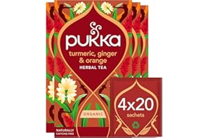 Pukka Herbs | Turmeric Active Organic Box |Tea With Ginger, Turmeric, Nettle & Orange | Ideal For Boosting Energy | 4 Packs | 80 Plant Based Biodegradable Tea Bags