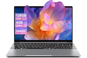SGIN Ordinateur Portable 15.6 Pouces, 128Go SSD 4Go RAM Celeron PC Portable (Jusqu'à 2,6 GHz),1366 * 768 IPS, 2.4/5.0G WiFi, BT5.0, USB 3.2×2, Batteries 7000mAh, Extension 180°