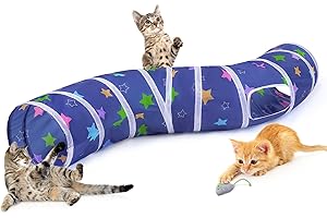 Hedgeink Tunnel pour Chat en S–Tunnels de Jeu avec Jouets, Tunnel Pliable pour Chat d’Intérieur, Lapin, Cochon d’Inde, Furet, Hamster, Chiot, Chaton