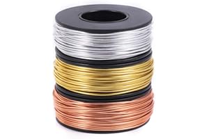ALEXCRAFT Filo per Gioielli Filo per creazione di Gioielli Set di Cavi in ​​Alluminio da 3 Pezzi 1 mm x 22 m Filo di Rame Filo Acciaio per bigiotteria Filo in Oro Rosa Argento creazione di Gioielli