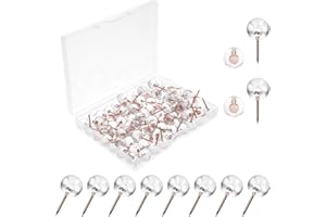 COMNICO 100 puntine in oro rosa per mappe di grandi dimensioni, in plastica trasparente, con testa rotonda, puntine in acciaio, per casa e ufficio, decorazione da appendere alla parete per bacheca