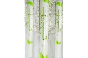 KERZENZAUBER-LUSINE Taufkerze Kommunionkerze Junge Mädchen 400/40 mm VT-35 inkl. Zubehör für selbstbeschriften