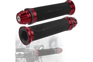 SANOU Puños de Manillar 2 Piezas para Moto 22mm 24mm - Empuñadura de Goma para Motocicleta, Scooter, Quad, Cruiser, Off Road (Rojo)