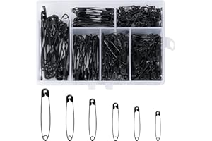 Kiperline 300 imperdibles de Seguridad, 6 tamaños, 18 mm – 53 mm, Resistentes a la corrosión, imperdibles duraderos para Ropa, Manualidades y Costura (Negro)