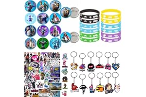 JOFIESU Gaming Party Bag Fillers Gamer Party Favours with Gaming Keychain Party Bags Button Stickers Party Supplies Goodie Bag Fillers for Kids Boys