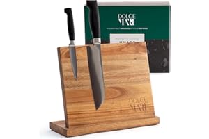 DOLCE MARE Bloc de couteaux magnétique avec aimant extra fort - Planche à couteaux pour vos couteaux ou couverts de cuisine - Bloc à couteaux en bois d'acacia déchargé sans couteaux