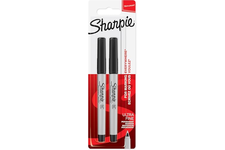 Sharpie Permanent Markers | Ultra Fine Point for Precise Marks | Black Ink | 2 Marker Pens