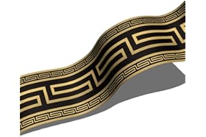 Funlife 3 Rolle Selbstklebende PVC Tapete bordüre, Tapetenbordüre Wandtatoo in griechischem Stil, Wandbordüre Klebefolie für Bad Spiegel Küche Fliesen Raumdekoration, 10x200cm Schwarzes Gold