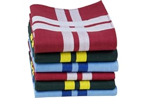 HOULIFE Homme Mouchoirs Tissu en Pur Coton Motif Rayures Carreaux Classique pour Usage Quotidien Lot de 6/12 Pièces 43x43cm Cadeau de Noël