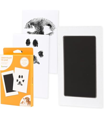 Pearhead M/L Huisdier Clean-Touch inktkussen, inktloos geen rommel zwart inktkussen voor katten of honden, huisdiereigenaar moet het hebben, huisdier geheugen aandenken, medium/groot