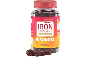 CHEWWIES GROW STRONG Iron & Vitamin C - Vegan Chewable Gummies - Chewable Vitamin C & Iron Supplement | Helps Strengthen Your Immune System | Sugar Free Gummies | Ferrous Sulfate Iron | Suitable for All Age - One a Day