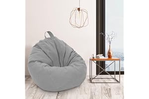 CROWNSHOP Bean Bag Chair Cover, 80x90cm Lazy Beanbag Chair Without Filling, Bean Bags Cover for adult Outdoor and Indoor Relaxation, Lounge Chair, Bedroom Cushion (90x110cm-grey)