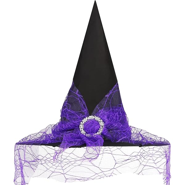 Mini Chapeau De Sorcière Avec Plumes Et Voilette - Accessoire Déguisement Halloween, Carnaval, Fête à Thème, Noir, Widmann