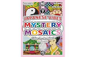 Mystery Mosaic Japanese Vibes Color by Number for Adults & Teens: Pixel Art Quest Featuring Japan Themes, Patterns, Symbols Images, Flowers, ... Puzzles for Relaxation and Stress Relief