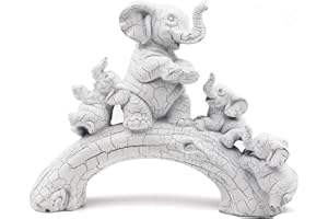Irayin Elefantes Decoracion Figuras, Elefante de la Suerte, Escultura Que Simboliza Diversión en Familia, Regalo Elefante para Mujer, Decorativas para Salón, Escritorio, Oficina - Blanco