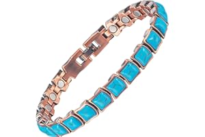 YINOX Magnetic Therapy Artretyzm Miedziana bransoletka dla kobiet, skutecznie łagodzi artretyzm i ból nadgarstka, inkrustowana tureckim turkusem, łączy modę i zdrowie (3500 Gauss)