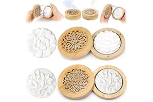 CHICHI:OÜ 4 Stück Duftstein für Ätherische Öle, Diffuser Ätherische Öle Klein mit 2 Hölzerner Diffuser Ätherische Öle Räucherkiste für Aromatherapie in Schlafzimmer, Badezimmer, Büro und Auto, Reisen