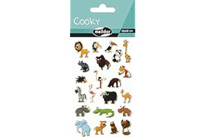 Maildor 560389C - Un sachet de gommettes 3D Cooky 1 planche 7,5x12cm, Savane (22 stickers)