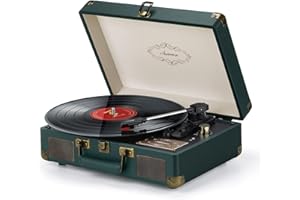 Asmuse Tourne-Disque Vintage 3 Vitesses Tourne-Disque vinyles avec Haut-parleurs stéréo intégrés,Tourne-Disque Bluetooth Enregistrement USB et Sortie USB