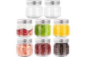 Ezvsevuo 8x Tarros de Cristal con Tapa Hermética - Mason Jar 250ml para Mermelada, Conservas, Miel, Salsas y Bebidas Frías - Tarros Avena Nocturna