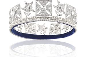 LEEMASING Retro Rhinestone Pearl King Queen Crown Full Circle Crown Wedding Headdress For Wedding Pageant Party Photography Christmas Gifts (With Flannelette)