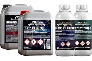 DIPON.DE HIGH PERFORMANCE LIQUIDS & PIGMENTS Epoxy 2k EP Résine de plastification en résine époxy pour table de jardin ou de sol ou pour aquarium Plastique transparent 2,25 kg