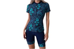 ZEIAYUAS Womens Two Piece Rash Guard Set Long Sleeve Swim Shirt with Boyshort Surfing Bathing Suit Swimsuits Ladies Swimming Costumes Elastic Swimwear