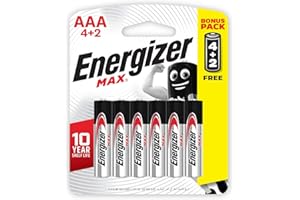 Energizer Max Promo Pack Battery, Size AAA, Pack of 4Plus2 Blister Card - 4+2 حجر ريموت