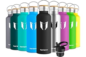 Super Sparrow Butelka na wodę ze stali nierdzewnej - 350 ml / 500 ml / 620 ml / 750 ml / 1L - Izolowana próżniowo metalowa butelka na wodę - Kolba bez BPA ze słomką do pracy, siłowni, podróży, sportu