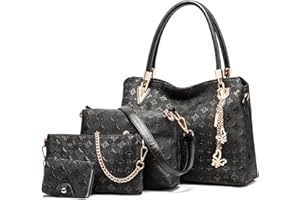 Pahajim Bolso Mujer Moda Bolso Mano Mujer PU Piel Conjuntos de Bolsos 4pcs incluye Tote Bag Bandolera Clutches Cartera,para Trabajo, Casual, Fiesta