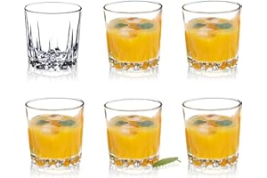 KADAX Szklanki do napojów z wysokiej jakości szkła, zestaw 6 sztuk, szklanki do wody, soku, rowkowane szklanki do drinków, soków, koktajli (niskie, 300 ml)