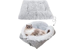 Nwvuop Katzenbett Flauschig und Weich 2 in 1 Katzenbett Katzendecke zum Schlafen Hundebett Flauschig Grau