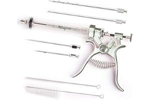 MILAGROSO Meat Injector Syringe Stainless Steel Outdoor Meat Kit Marinade Flavor Food Injector Syringes with 3 Marinades Needles Grill Smoker Injectors Professional Syringe Held Culinary Barbecue Tool for BBG