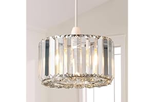 HARPER LIVING Easy Fit Pendant Shade, Chrome Ceiling Light Shade with Diameter 23cm - Modern Lampshade for Bedroom, Kitchen, Living Room