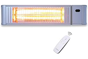 ‎VASNER VASNER Teras X20 – Infrarot Heizstrahler 2000 Watt, 6 Heizstufen, abgerundetes Design, elektrischer Infrarotstrahler für Balkon & Terrasse, Outdoor IP65 Schutz & Fernbedienung (Silber)