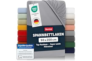 ‎BLUMTAL Blumtal® Spannbettlaken - Microfaser - Ökotex zertifizierte Bettwäsche 90x200cm - Grau